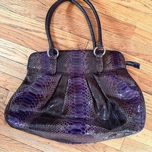 Jane August Genuine Python Satchel Purple Made in Italy